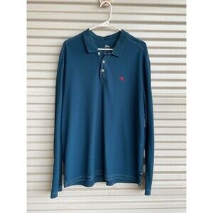 Tommy Bahama Supima Cotton Long Sleeve MARLIN Polo Shirt Mens X-Large Teal